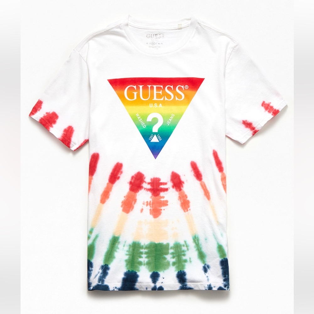GUESS Originals Pride Rainbow Tie-Dye Short Sleeve T-Shirt in White